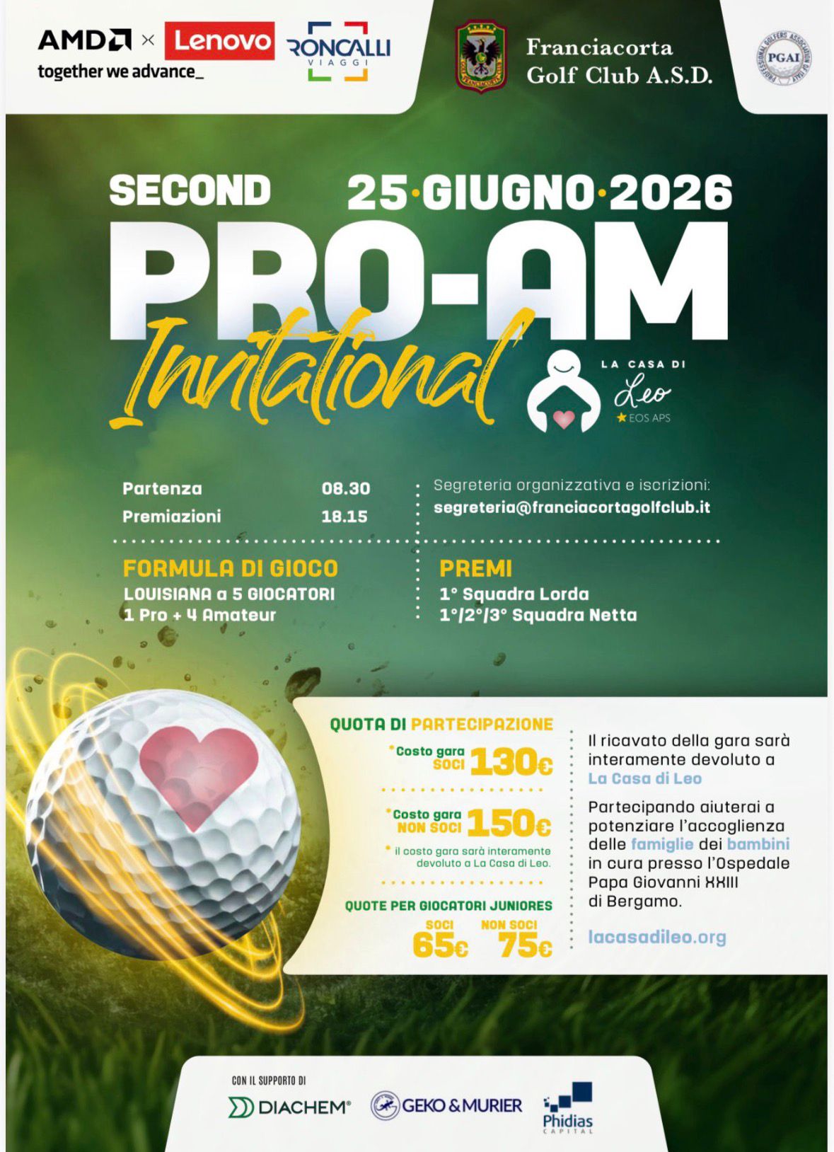 Golf Franciacorta 25 giugno 2026 per La Casa di Leo